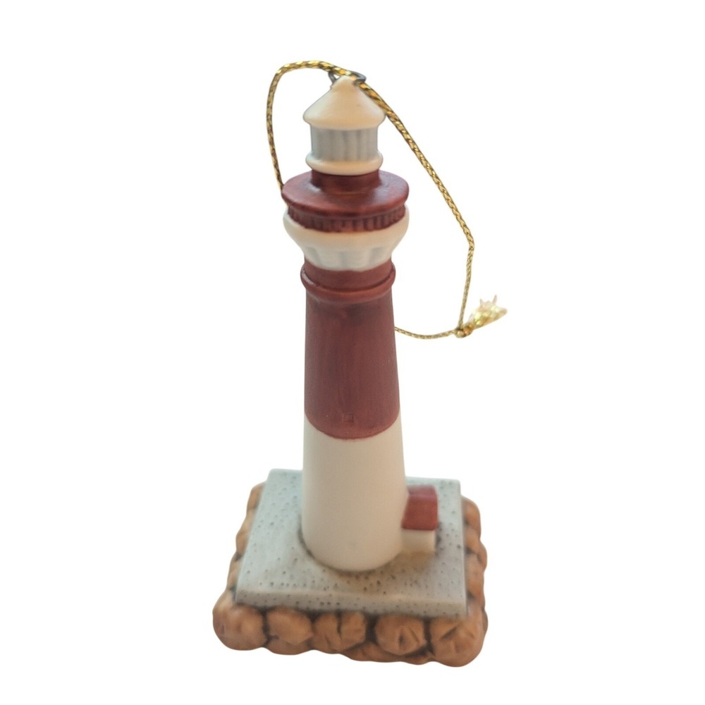 Vintage 1995 Lefton Barnegat NJ Lighthouse Porcelain Christmas Ornament 4"